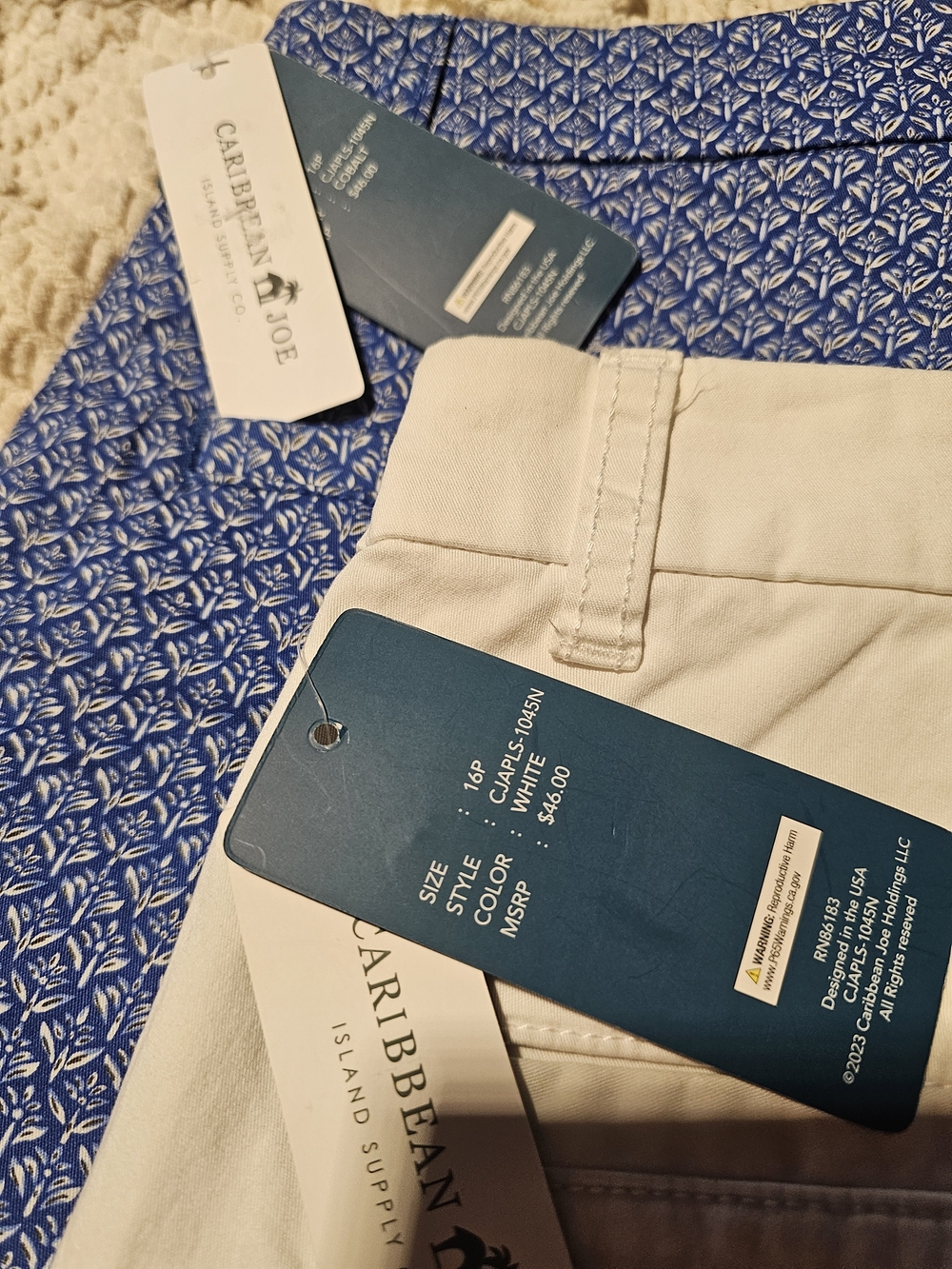 Caribbean Joe Womens Blue &White Also Plain White   Casual Shorts